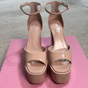Paris Texas nude patent block high heels 9